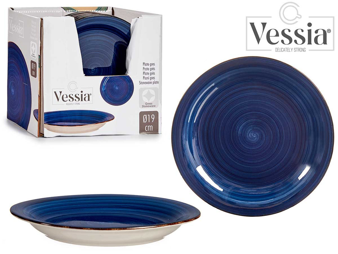 Plato Postre Borde Azul