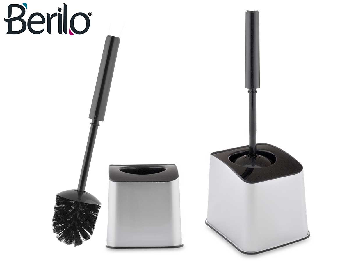 Silver Toilet Brush With Square Holder