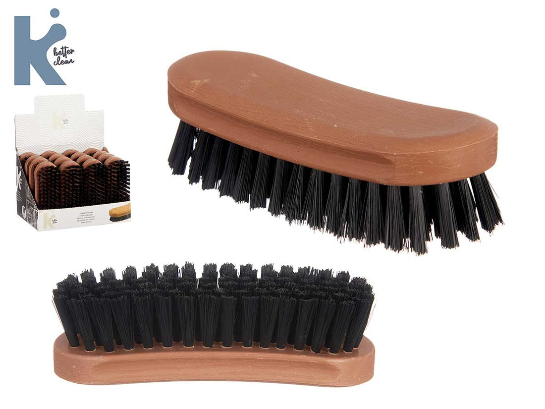 Cepillo para zapatos de plástico negro mediano