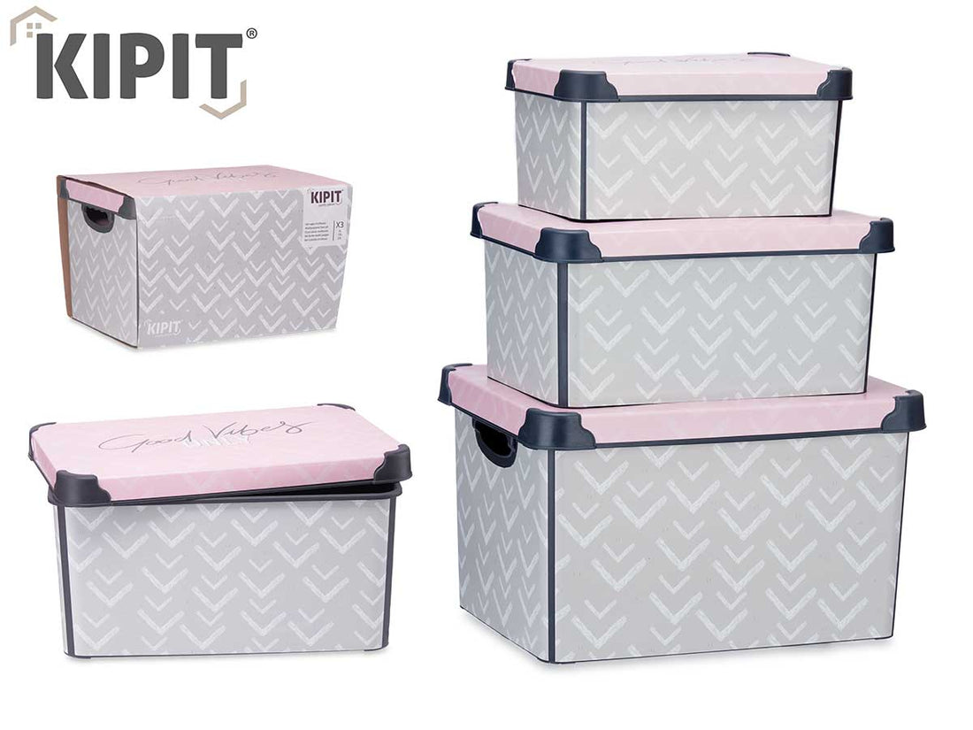 Conjunto de 3 caixas de plástico Pzs Vibes