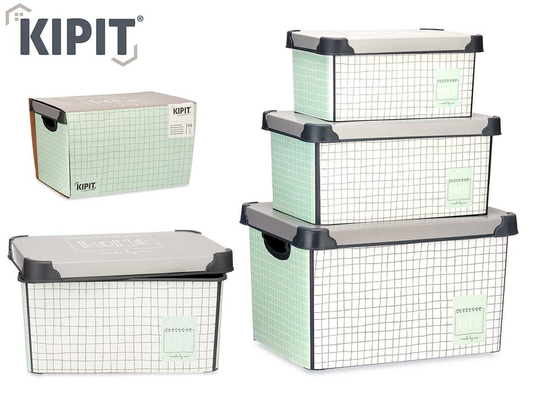 Conjunto de 3 caixas de plástico para casa Pzs