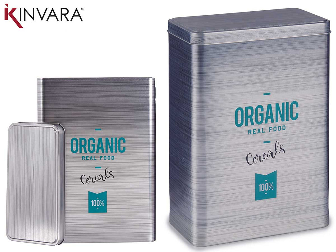 Lata retangular de cereal orgânico