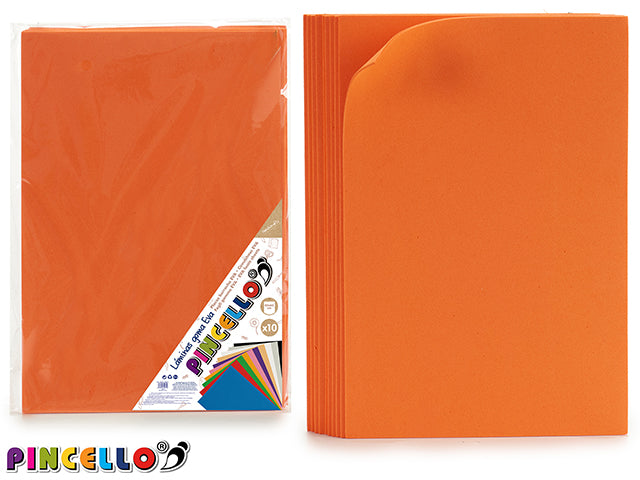 Conjunto de 10 Folhas de Espuma Eva Laranja 45X65Cm