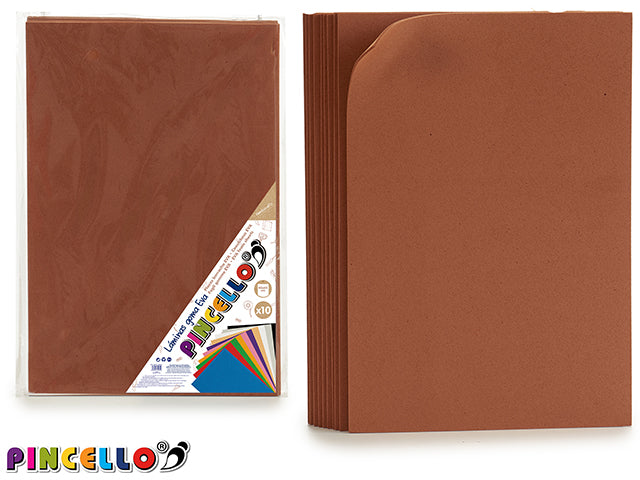 Conjunto 10 Folha de Espuma Eva Marrom 45X65Cm