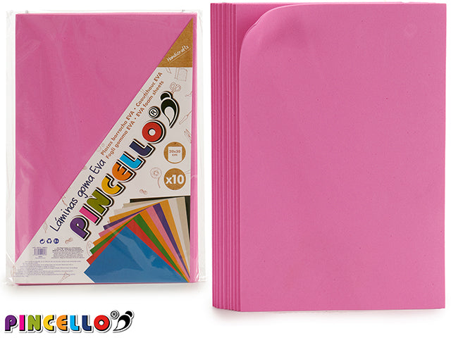 Conjunto 10 Folha de Espuma Eva Rosa 20X30Cm