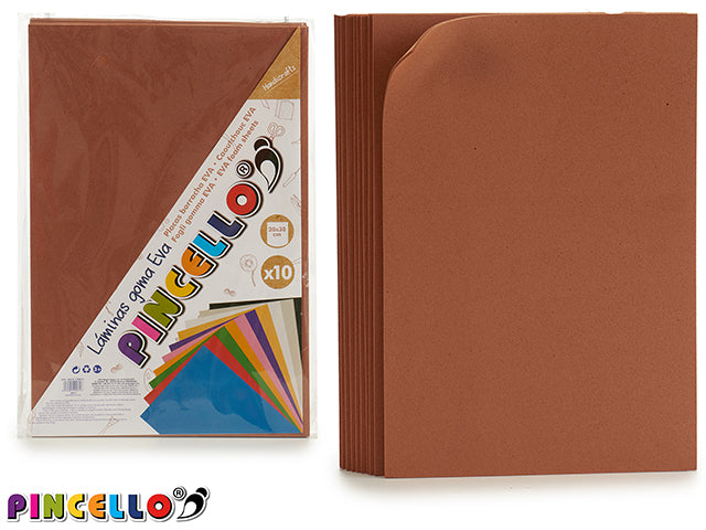 Conjunto 10 Folha de Espuma Eva Marrom 20X30Cm