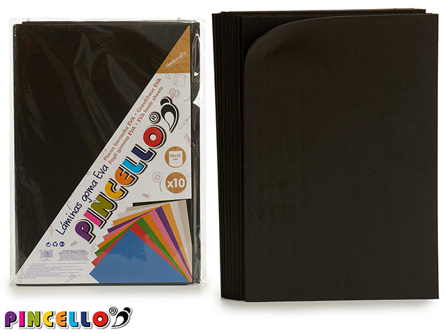 Conjunto 10 Folha de Espuma Eva Preto 20X30Cm