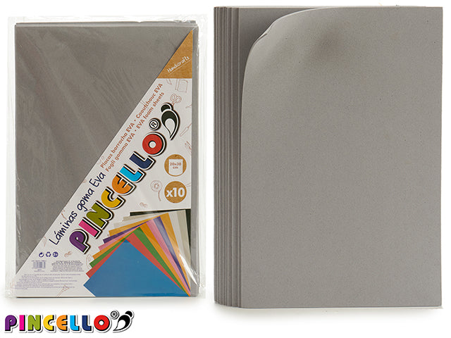 Conjunto 10 Folha de Espuma Eva Cinza 20X30Cm