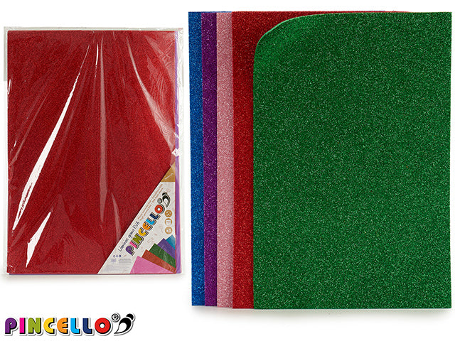 Conjunto de 5 Folhas de Espuma Eva Glitter Light 45X65