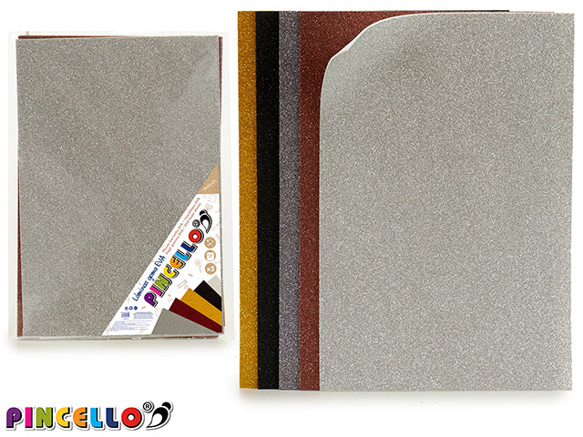 Conjunto de 5 Folhas Espuma Eva Glitter Escuro 45X65