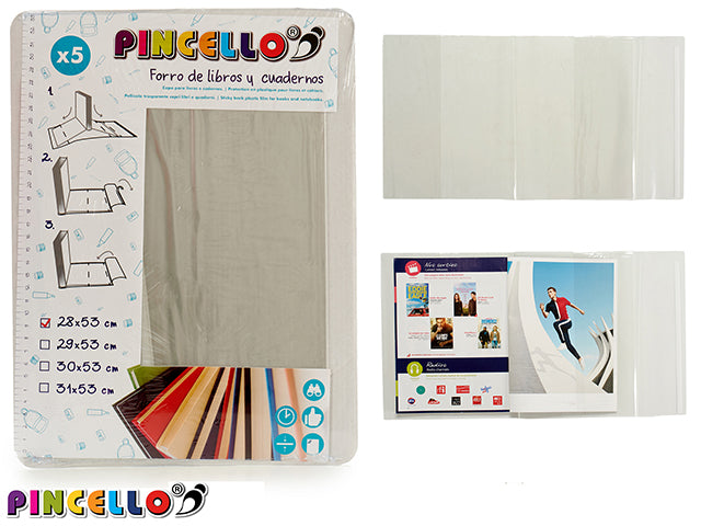 Conjunto 5 Capas de Livro Autoadesivas 28X53Cm