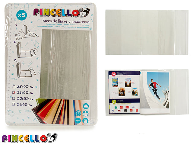 Conjunto 5 Capas de Livro Autoadesivas 29X53Cm