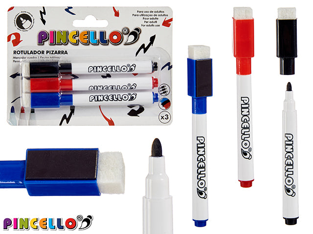 Conjunto 3 marcadores capa borracha 3 cores
