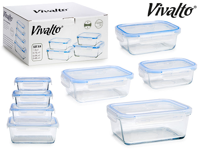 Set 4 Cajas de Cristal Rectangulares