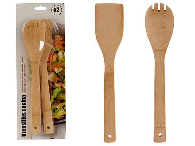 Set 2 Bamboo Kitchen Utensils 30Cm