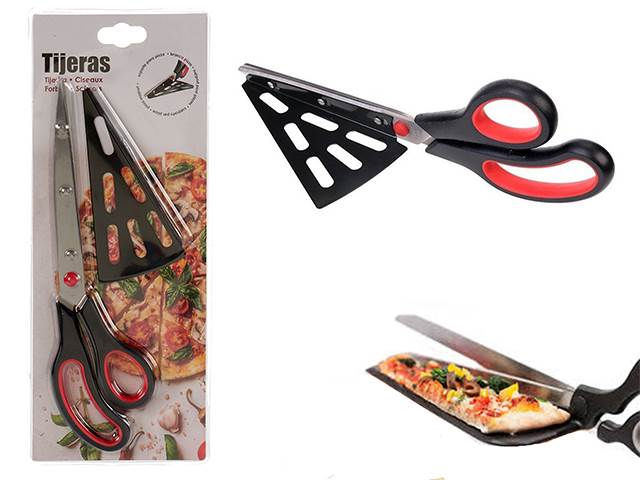 Tesoura de cozinha com suporte para pizza