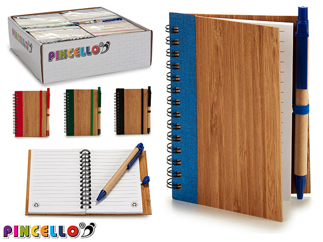 Caneta simples capa de bambu para notebook 13X10 M4