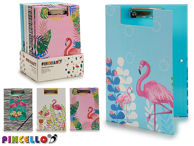 Folder With Clip And Rubber Flamingos M4
