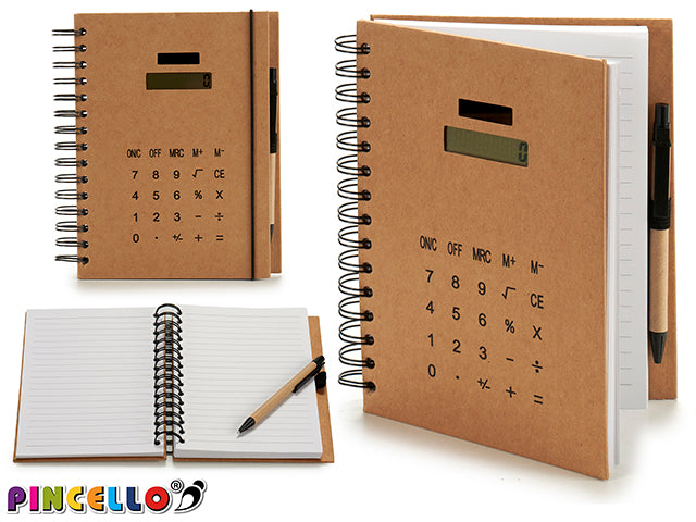 Caixa de notebook calculadora com caneta grande