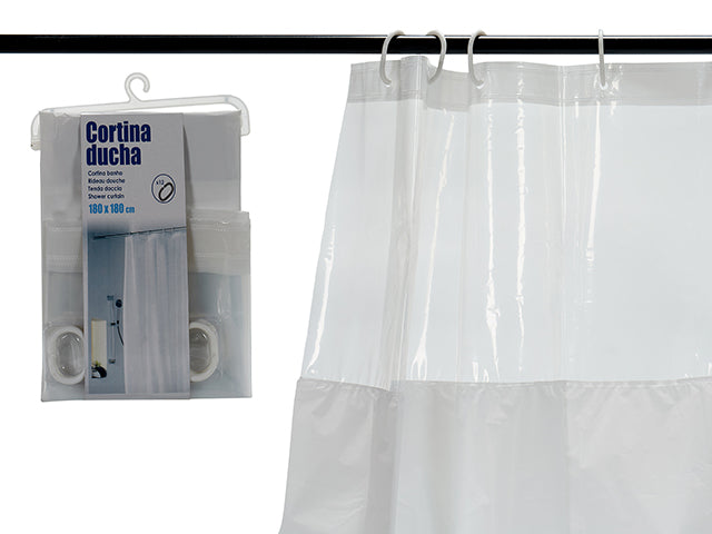 Cortina de Banho Branca E Transparente 180 x 180 cm
