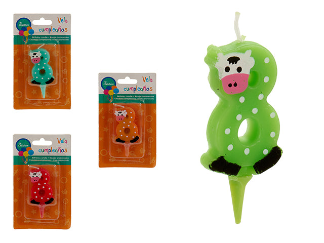 Birthday Candle Animals 8 Mix 4 Col