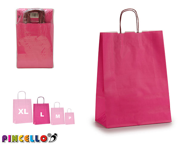 Bolsa de papel rosa Med