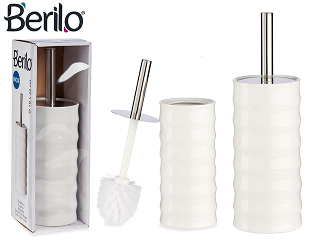 Escobilla de baño blanca con soporte en forma de onda