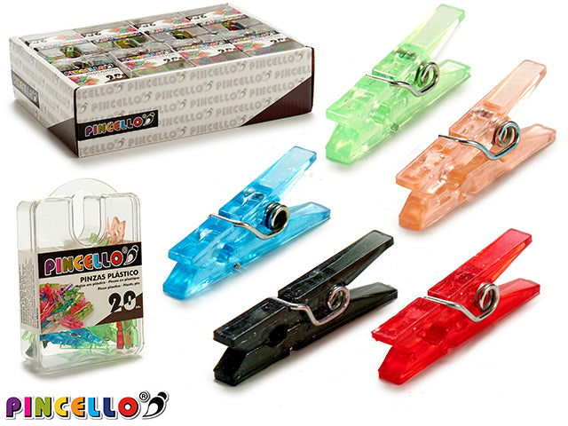 Conjunto de 20 pinças de plástico