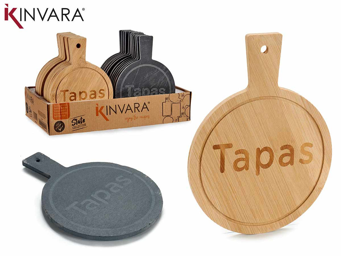 Mesa Redonda Bambú Y Pizarra Dec Tapas