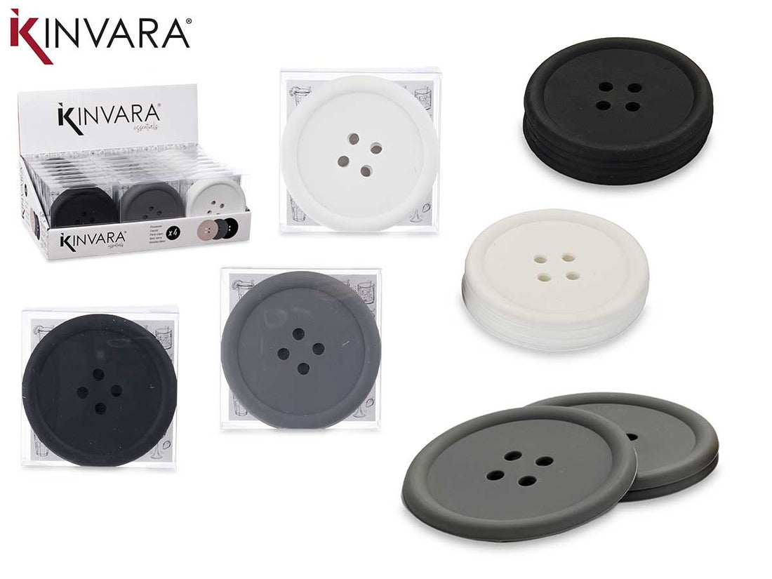 Conjunto de 4 porta-copos de botão de silicone