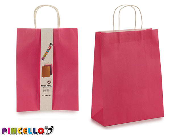 Set De 2 Bolsas De Papel Color Rosa Grande