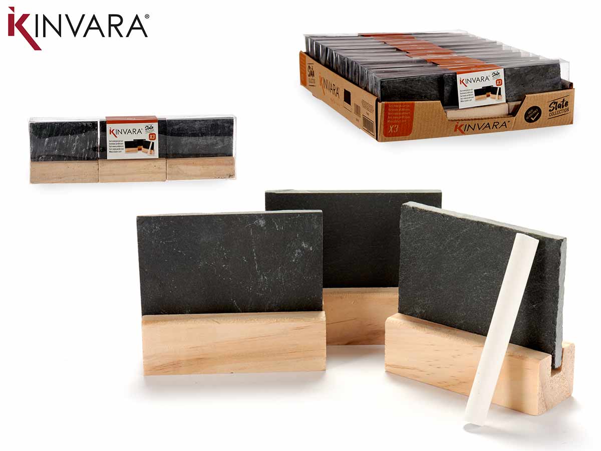 Set 3 Mini Slates With Holder And Chalk