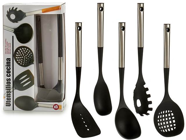 Set 5 Utensilios Mango Acero