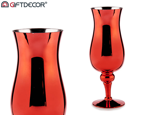 Portavelas de cristal Copa Diseño Rojo