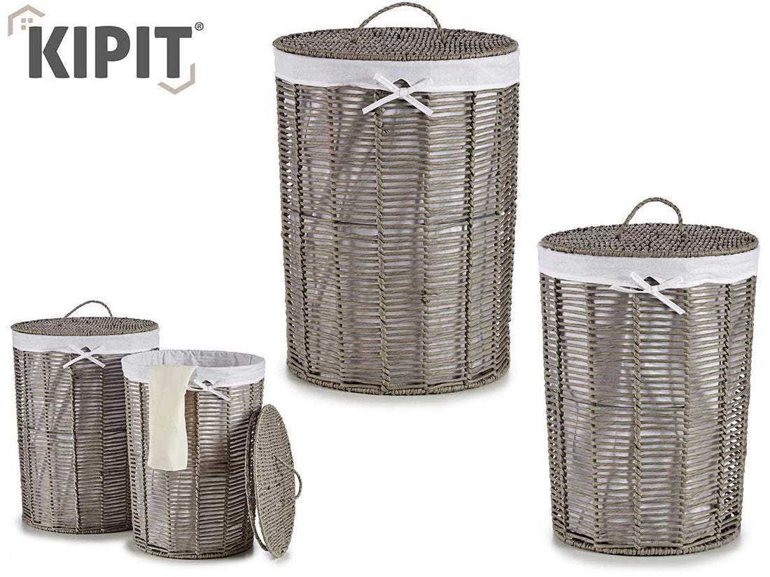 Set 2 Cestas Redondas Gris