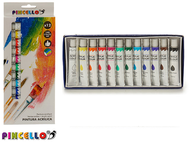 Conjunto de 12 peças de tinta acrílica