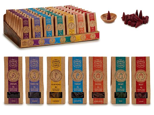 Set 40 Conos Incienso Chakra 7 Kit & Soporte Cerámica