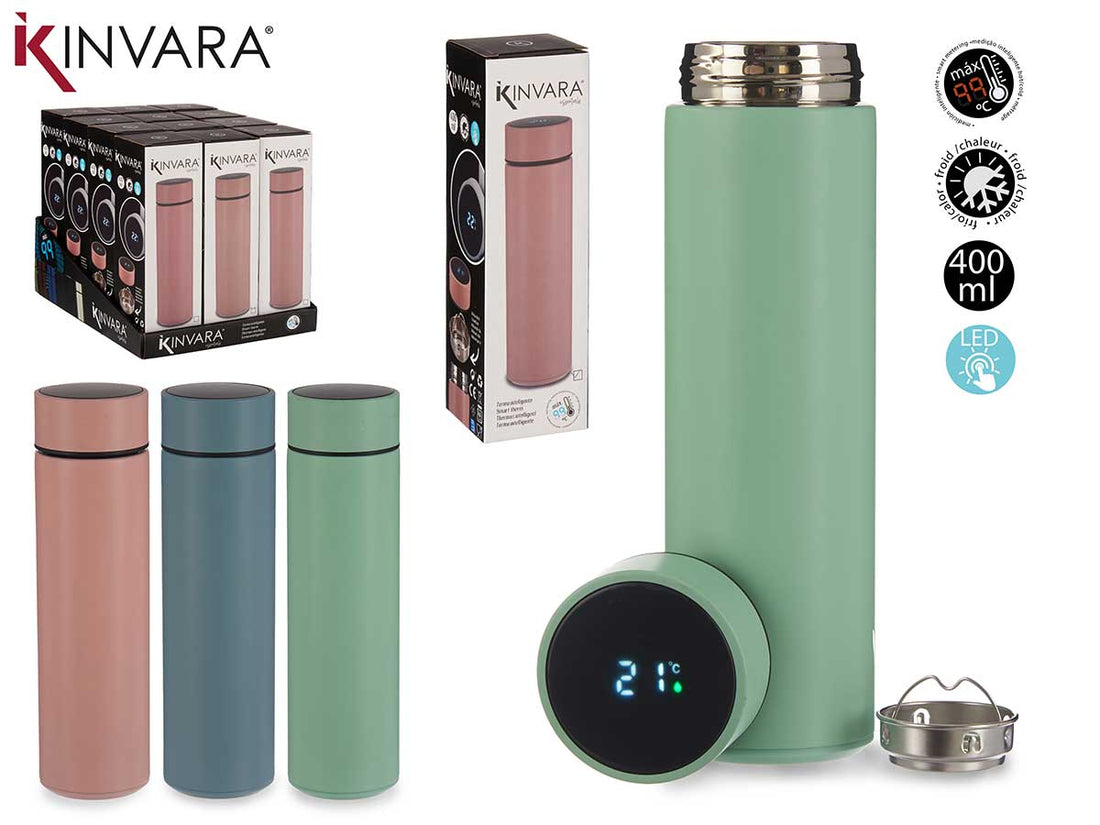 400Ml Pastel Colours Led Display Thermos Assort3