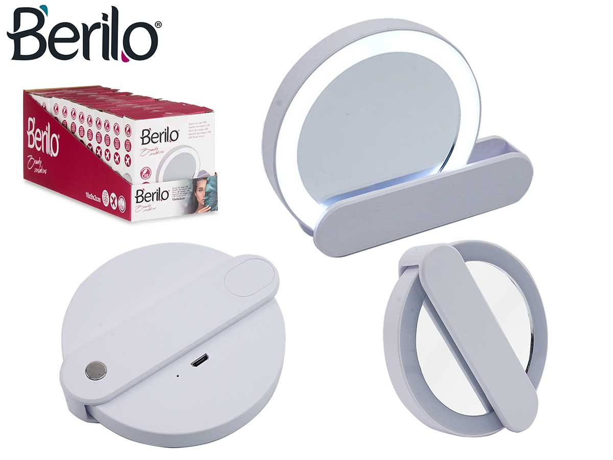 Travel Mirror With Led & USB Cable