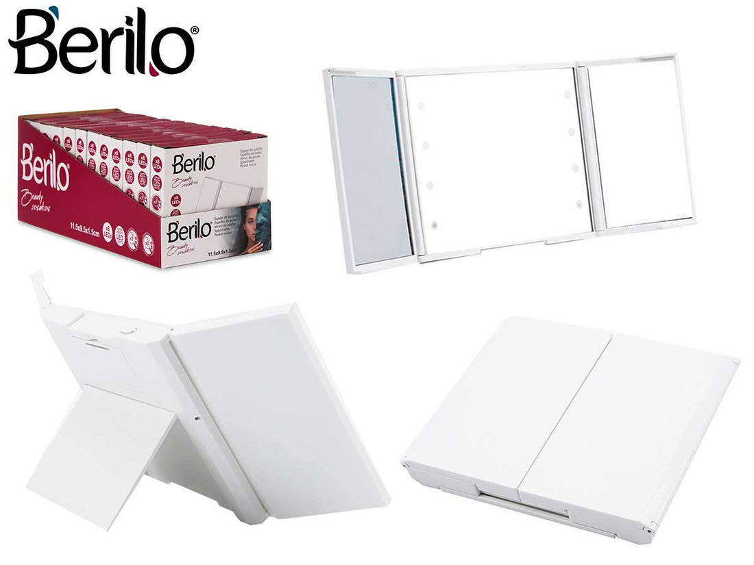 Pocket Magnifying 1x 2x 3x Mirror With Led
