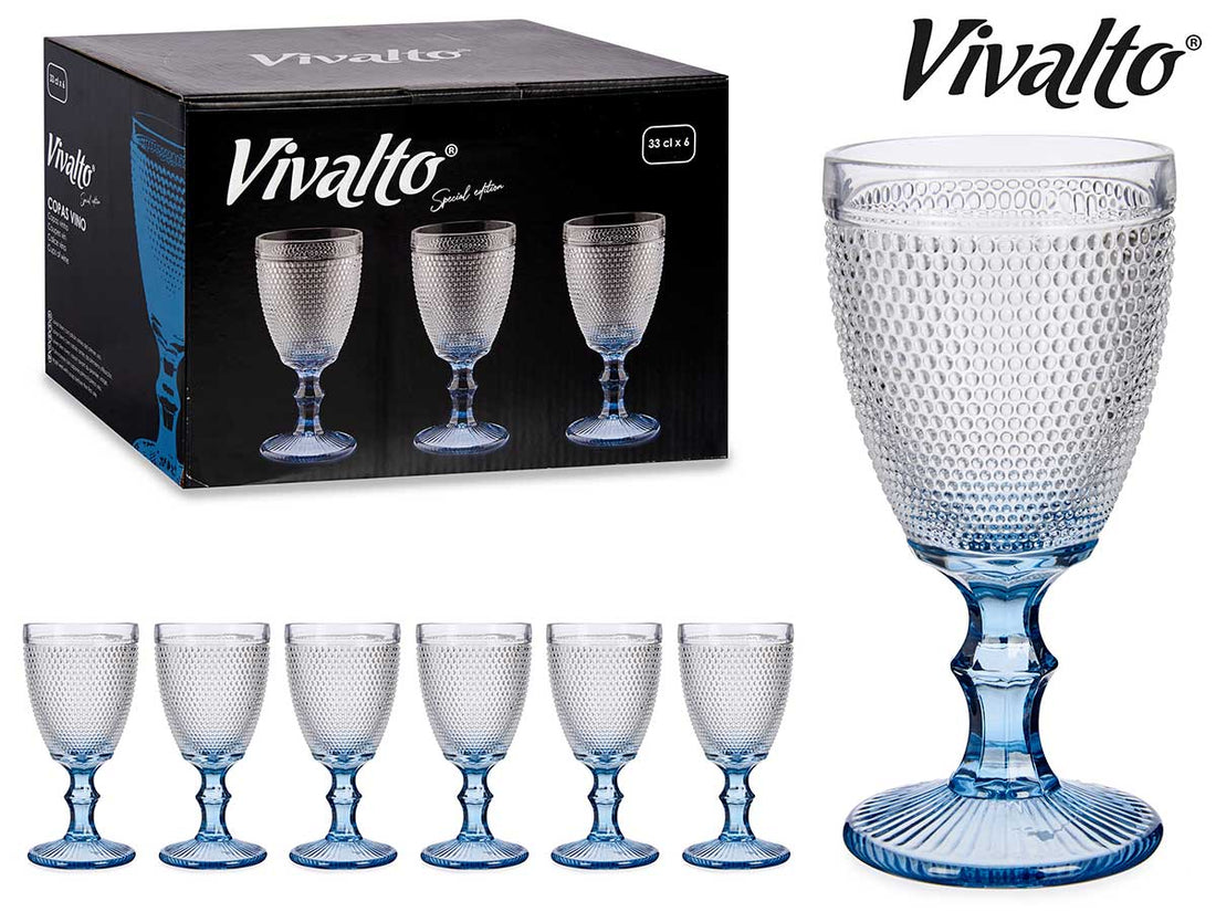 Copa de Vino Diseño Puntos Azul Cobalto 330 ml