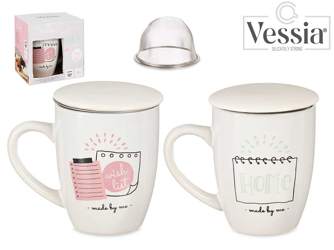 Caneca De Porcelana Note Com Filtro E Tampa Assort 2