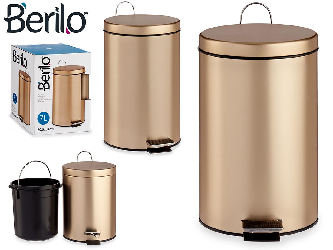 Cubo de basura metal dorado 7L