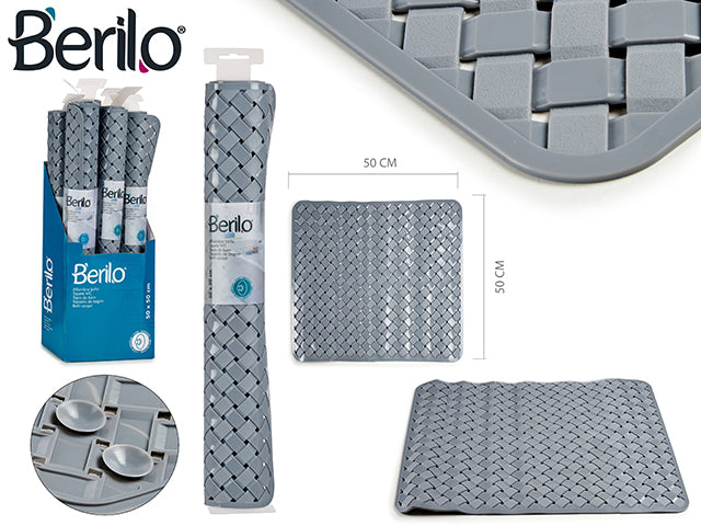 Alfombra de baño antideslizante trenzada cuadrada gris 50 x 50 cm