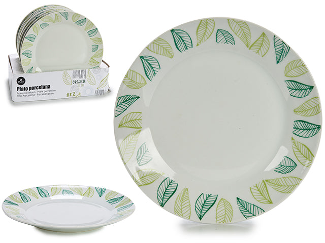 Flat Plate Porcelain 24,4Cm Leafes
