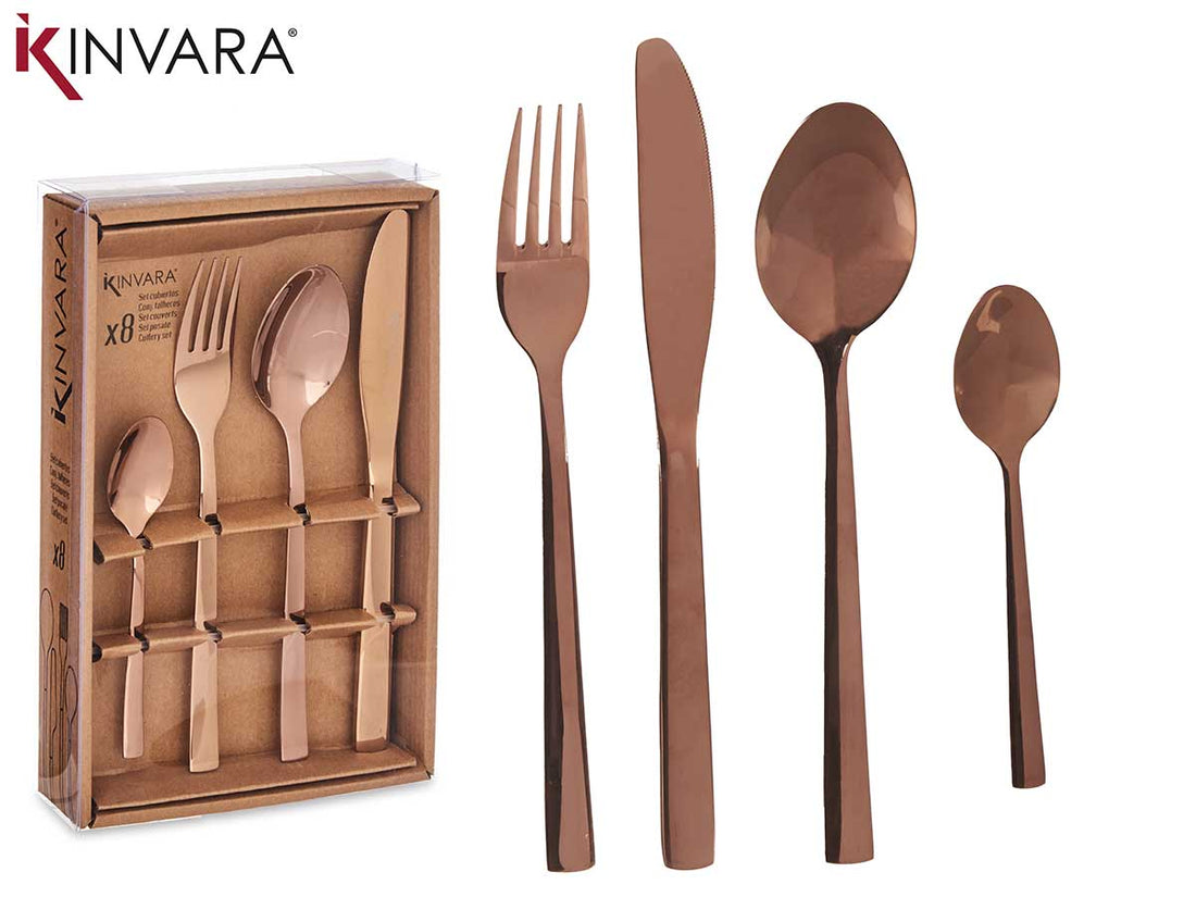 Conjunto de 8 peças de talheres ouro rosa