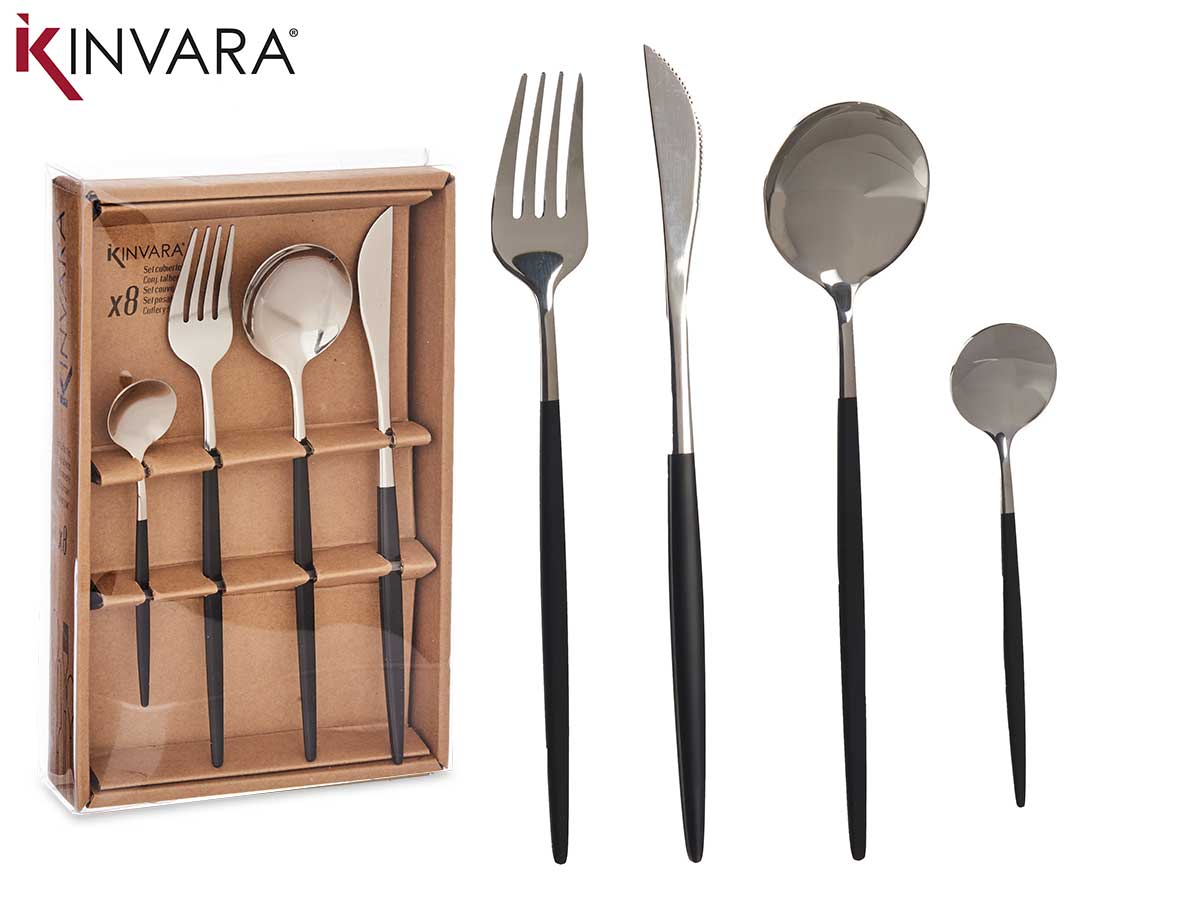 Cutlery 8Pcs Set Mirror/Black