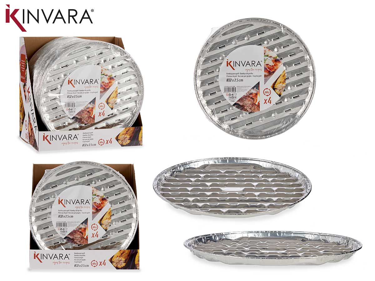 Set Of 4 Round Grill/Pizza Alumin Trays