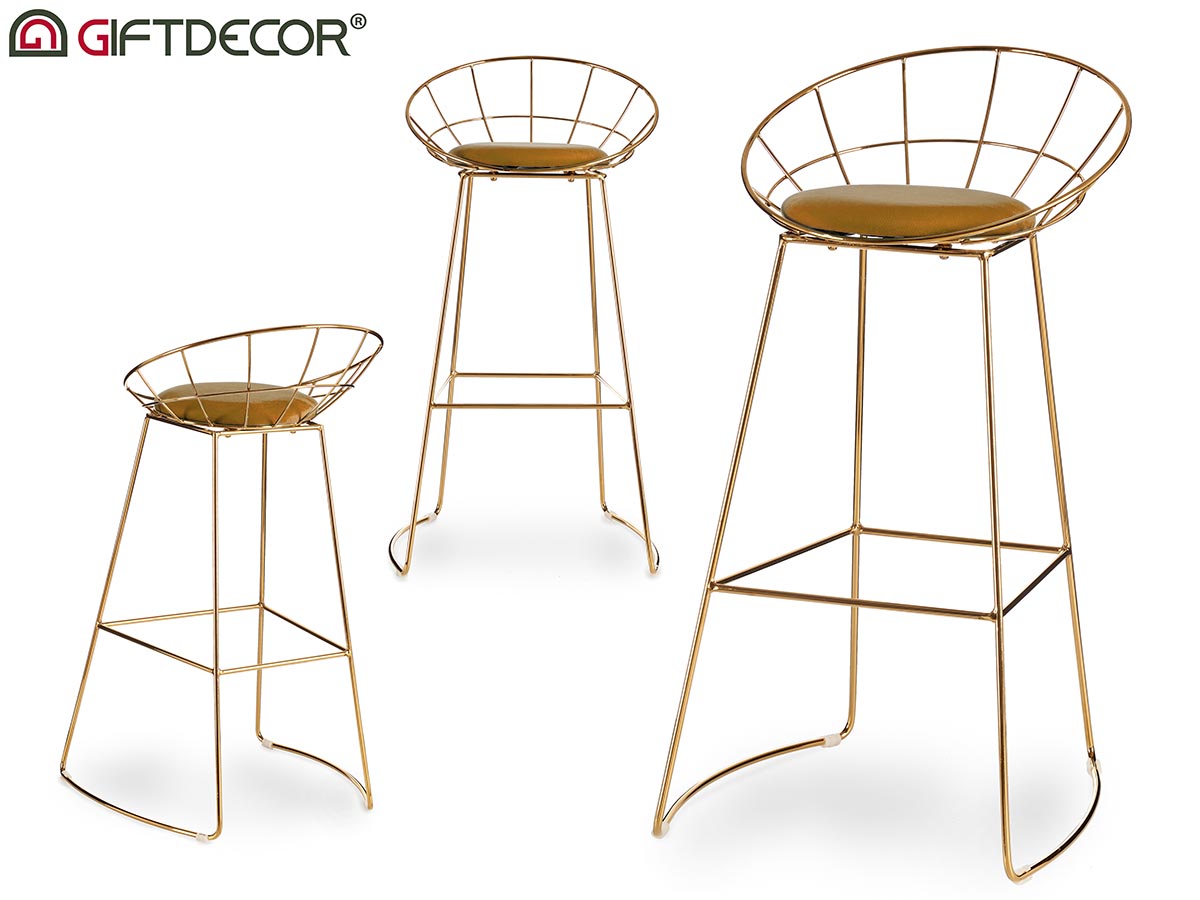 Gold Chromed Bar Chair Mustard Color