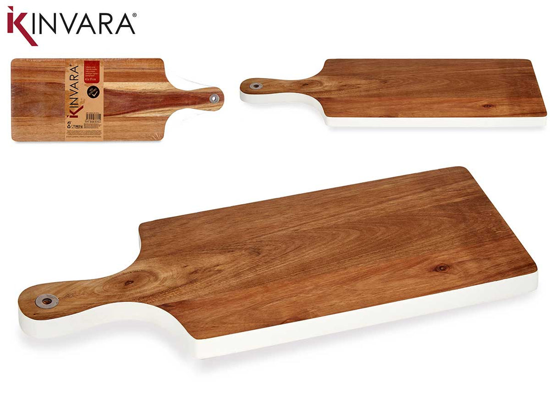 Tábua de Corte de Madeira com Borda Branca 45Cm